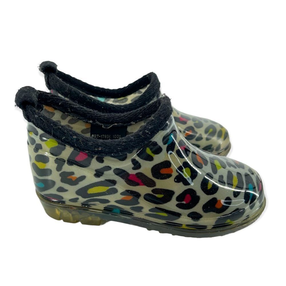 Capelli New York Kids Girl’s Multicolor Leopard Print Rubber Ankle Rain Boots 9